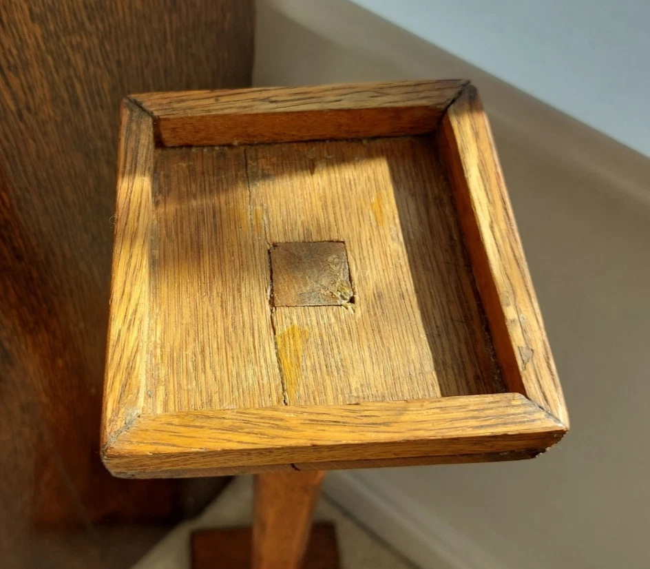 Vintage oak shop smokers stand, square candle stick, floor standing display - Image 3 of 4