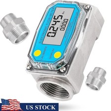 1-inch Water Meter Fuel Meter Digital Liquid Flowmeter with Two NPT Adapters