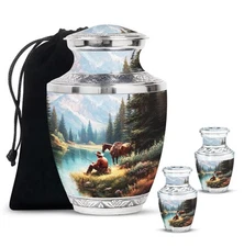 Cowboys Keepsake Urns 10Inch + 3Inch Set Of 2 for Adult Ashes Memorial Gift