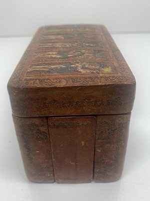 Vintage ITALY wood & Leather Cigarette Box Holder Accordion style