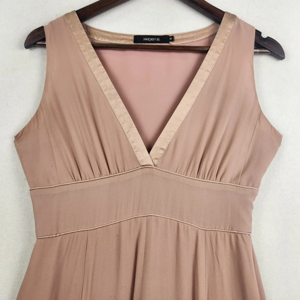 Arden B. Vestido babydoll 100 % seda para mujer talla M cuello en V sin mangas forrado en malva Foto 4 de 4