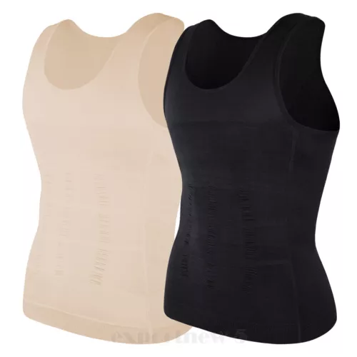 Herren Abnehmen Body Shaper Weste Gürtel Bauch Brust Kompression T-Shirt Tank Top - Bild 28 von 49