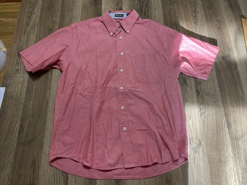 St. John's Bay Shirt, Men's Size Medium, Red, Button Up, Worry Free