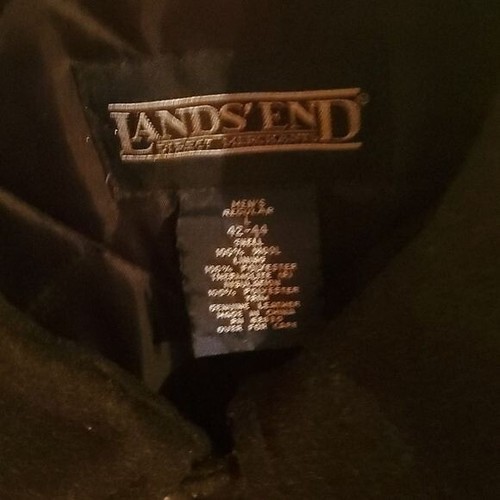 Lands' End 100% Wool Zippered & Buttoned Deep Pockets Quilted Sz L Winter Jacket - Picture 3 of 16