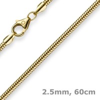 2,5Mm Kette Collier Schlangenkette Aus 585 Gold Gelbgold, 60Cm, Damen, Goldkette