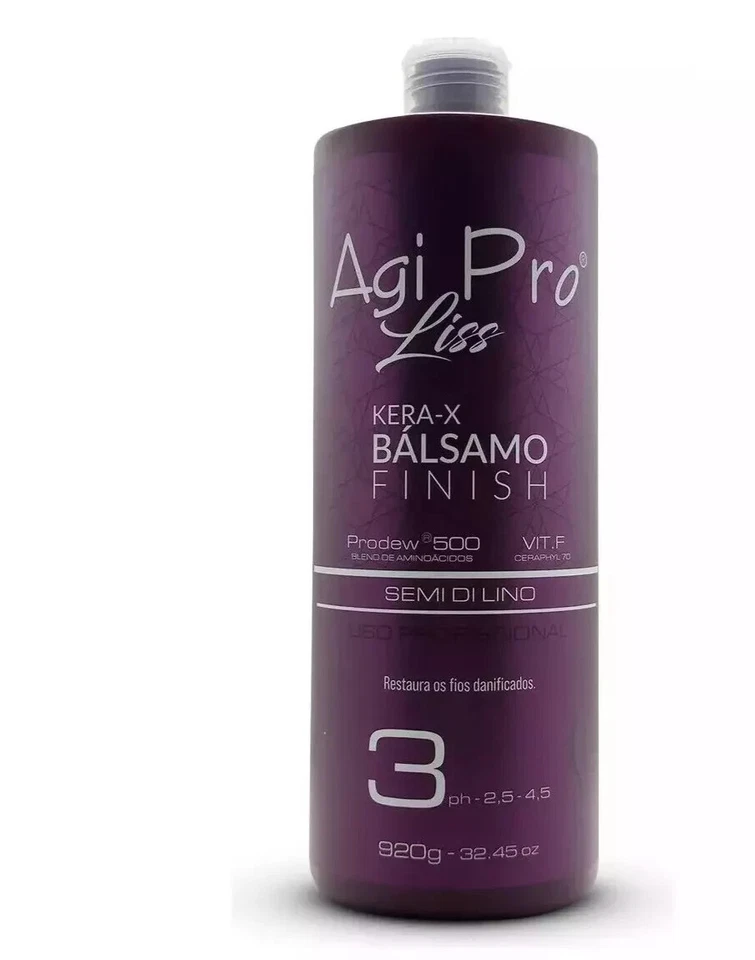 Kit de sistema de linaza alisado de cabello brasileño Agi Max Pro Liss Kera-X 3x1L Foto 4 de 4