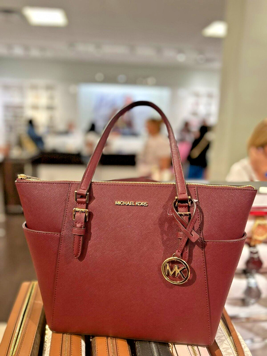 Michael Kors Charlotte Large Leather Top Zip Shoulder Straps Tote