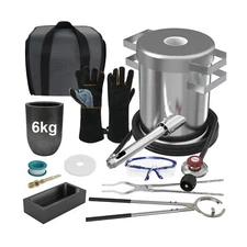 Nelyrho 6KG Melting Furnace Kit - Stainless Steel Foundry with Crucible Tongs...