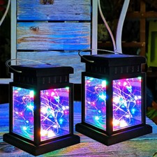 4PCS Waterproof LED Solar Power Hanging Lantern Lights Outdoor Garden Table Lamp