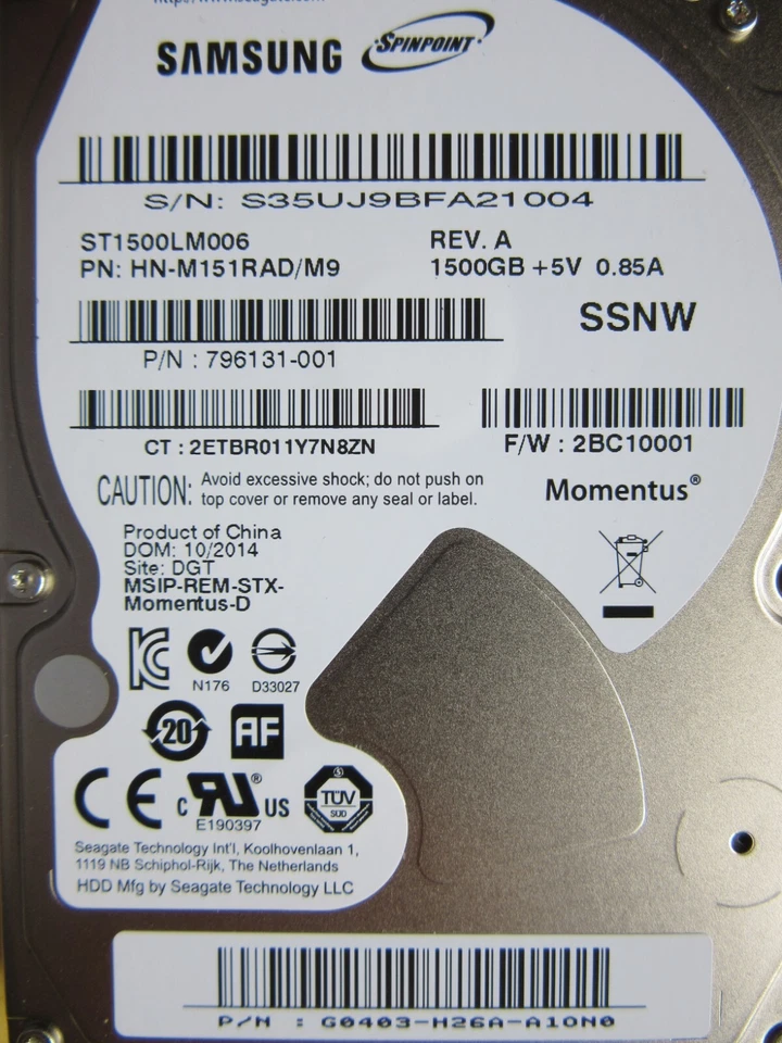 Seagate ST1500LM006 HN-M152RAD/M9 S35 1.5TB 2.5" HDD 2BC10001 SSNW 2014 DGT - Image 2 of 4