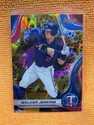 Walker Jenkins 33/50 (Jersey-Card Match) 2024 Bowmans Best TP11 Gold Lava Twins