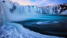 Landscape ice nature waterfall winter motion blur cyan Custom Gaming Mat Desk