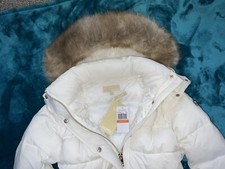 New With Tags ! Michael Kors White Parka Fur Jacket Coat Size S Uk 8 / 10