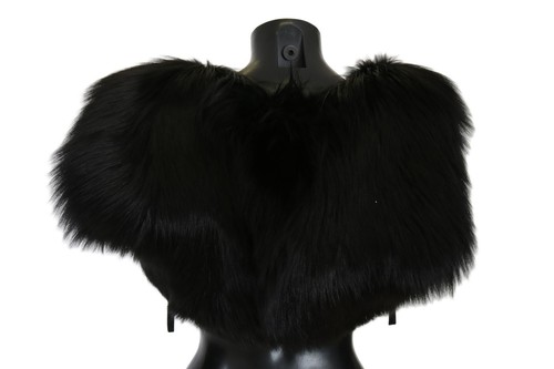 DOLCE & GABBANA Scarf Black Silver Fox Fur Shoulder Collar Wrap s. S RRP $8600 - Picture 3 of 6