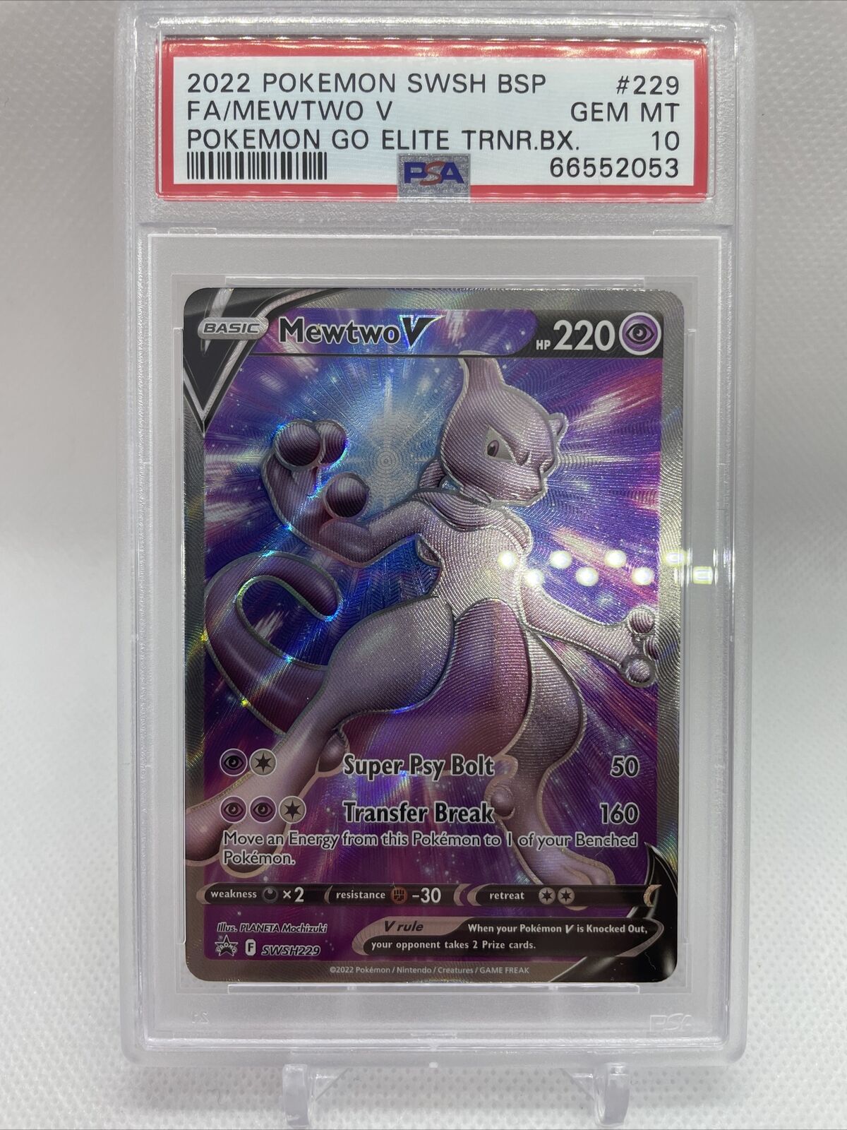 Pokemon Go Mewtwo V - Full Art - Black Star Promo SWSH229 - Near Mint/Mint