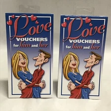 2 Love Vouchers Her & His Anniversary Couple Coupons Bachelorette Romance Gift