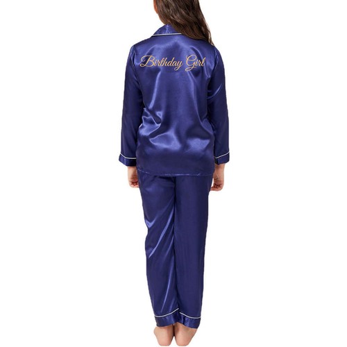 UK Personalized Girls Boys Pyjamas Nightwear Top Pants Pjs Satin Sleepwear Kids - Picture 38 of 50