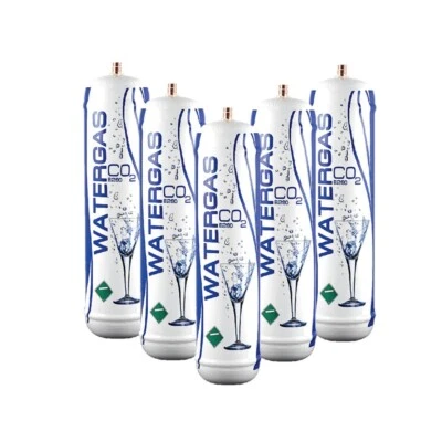 WATERGAS BOMBOLA CO2 600gr USA E GETTA RICAMBIO PER REFRIGERATORI GASATORI ACQUA 5 PZ