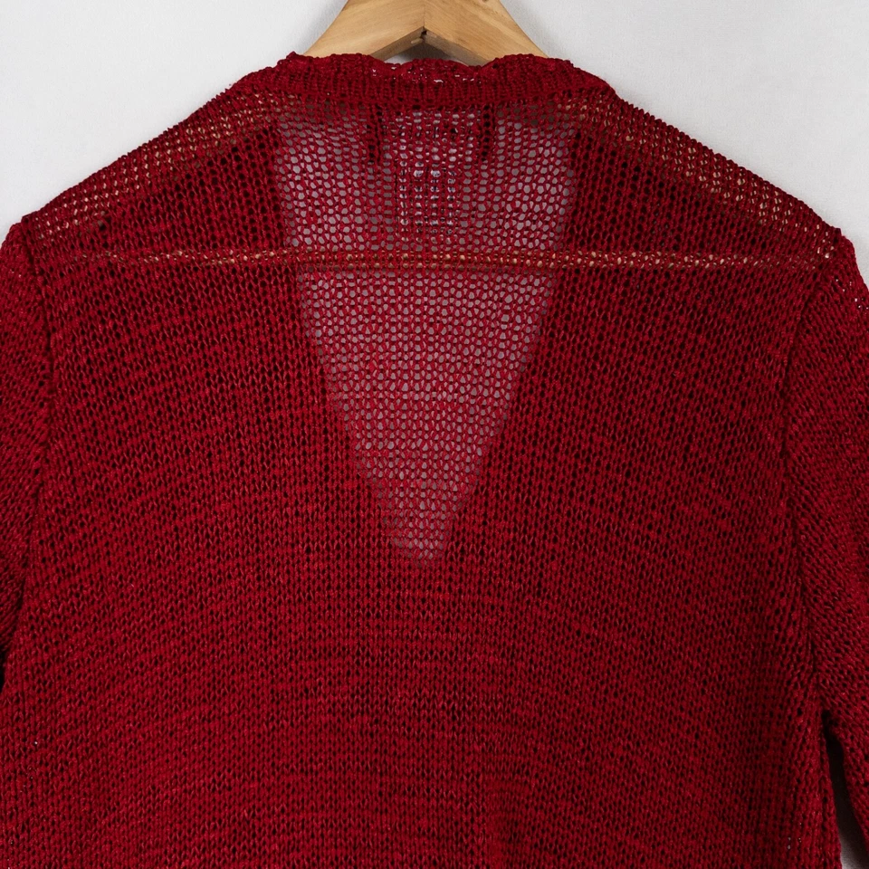 Suéter Sag Harbor Talla Grande Rojo Un Botón Manga Corta Festoneado Modesto Clásico Foto 4 de 4