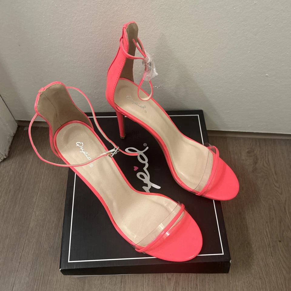 "Qupid Neon Coral Mujer Zapatos de Tacón Alto DITI-02AX Talla 10 Stiletto 4 1/2"" Tacón" Foto 4 de 4
