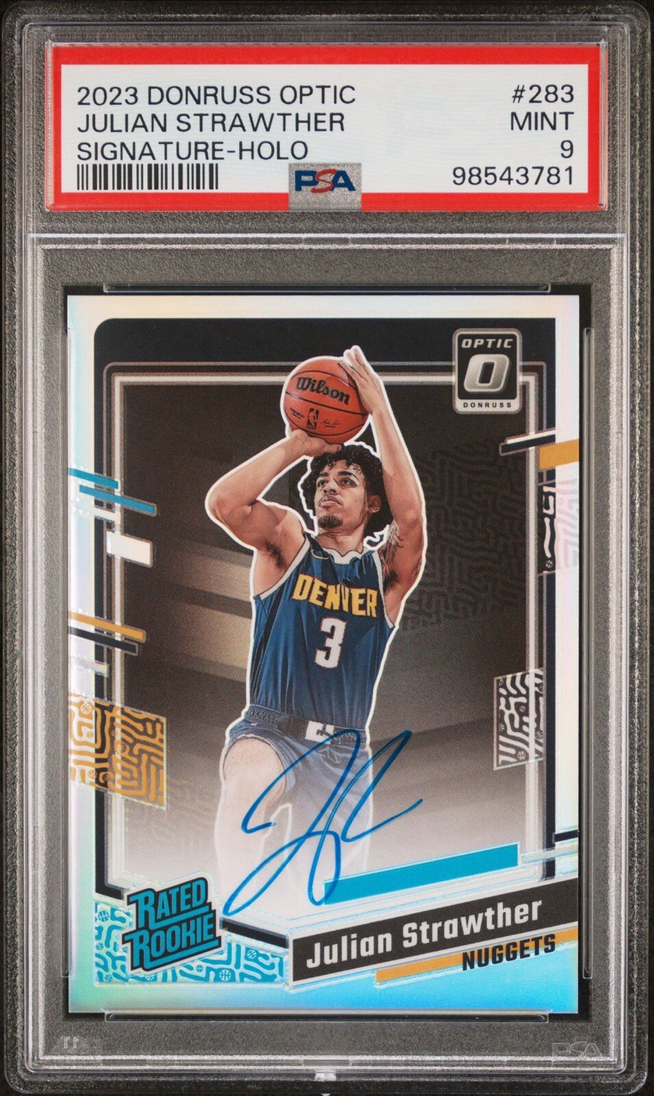 2023 Donruss Optic Holo Rated Rookie Signatures Julian Strawther Auto PSA 9 🔥🔥