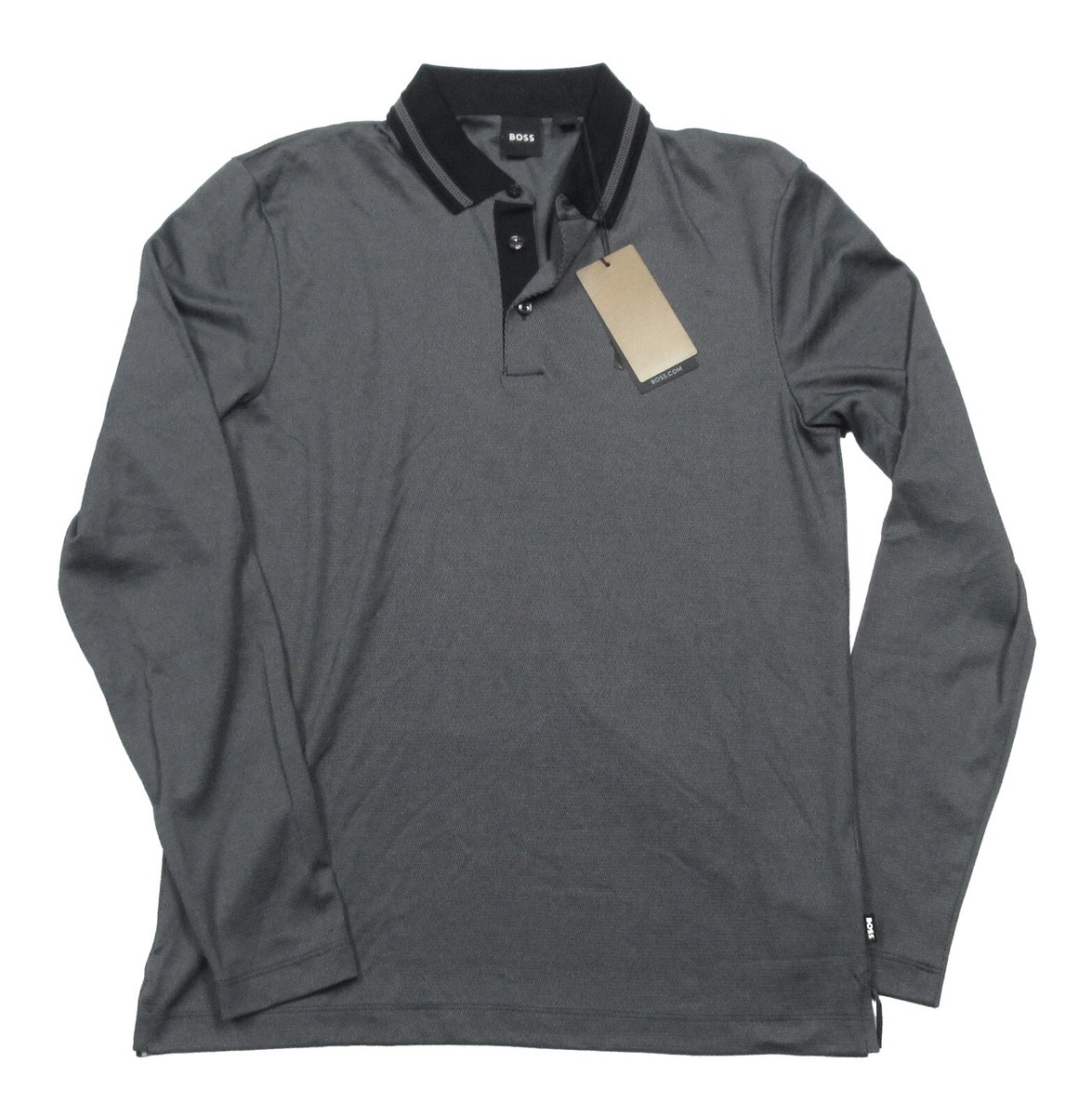 Hugo Boss Black Label Men's Black Pleins Tipped Long Sleeve Polo Shirt