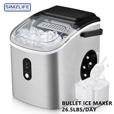 Countertop Ice Maker Machine with Handle, 26 Lbs/24H, 9 Cubes in 6 Mins, Auto