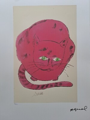 Lithographie Originale Signée Andy Warhol "Cat Sam" - Certifiée Leo Castelli, édition Limitée Des Années 80