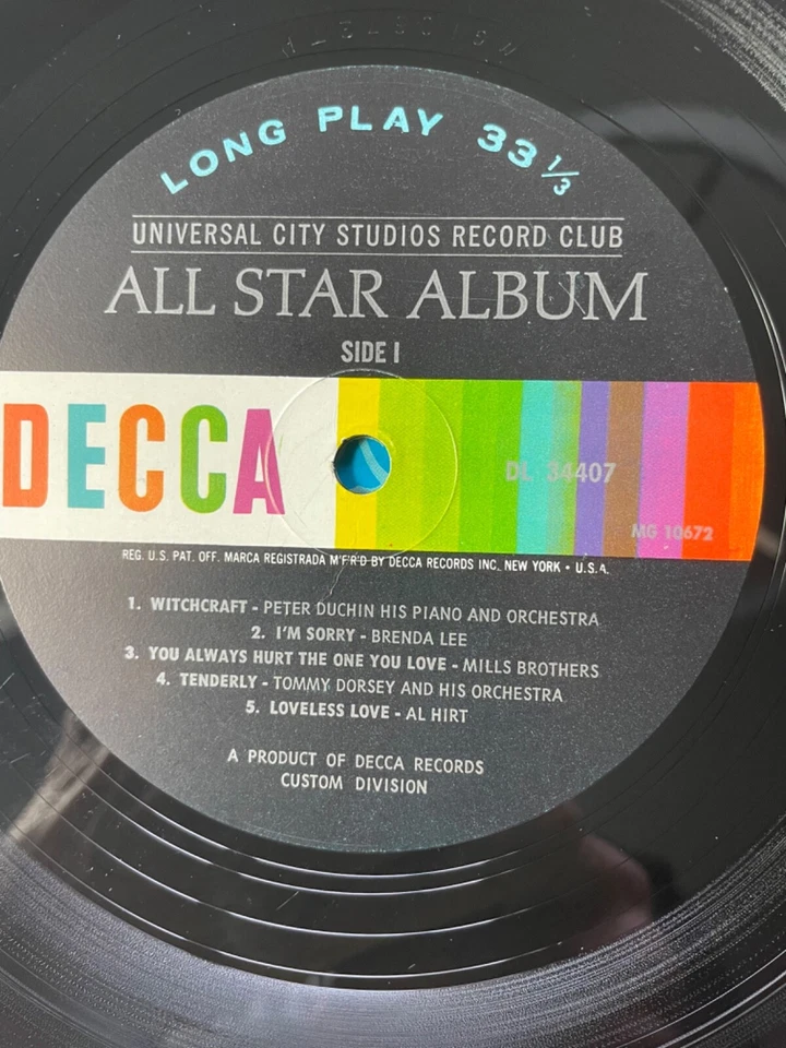RARE All Star Album - Universal City Studios Record Club DECCA DL34407 VG Foto 2 de 4