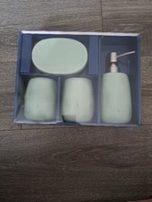 4 PC Bath Accessory Set Ceramic Green