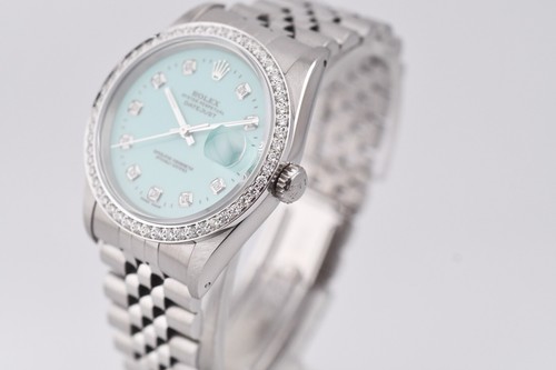Rolex Datejust 16234 White Gold Diamond Bezel Custom Tiffany Dial 36mm - Picture 4 of 15