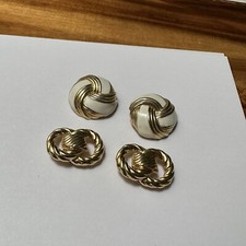 Lot Of 2 Pairs Gold Tone Shoe Clips - 1 Signed Bluette