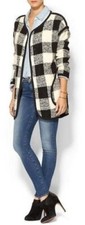 Joa Los Angeles Nwot Wool/polyester Blend Black/white Check Jacket L