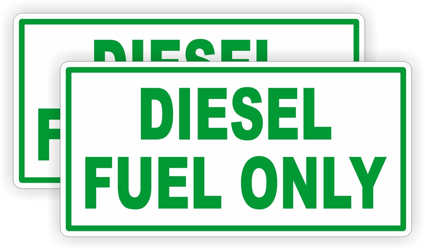 Pair Of "DIESEL FUEL ONLY" Vinyl Decals - Waterproof Labels For Trucks, Equipment