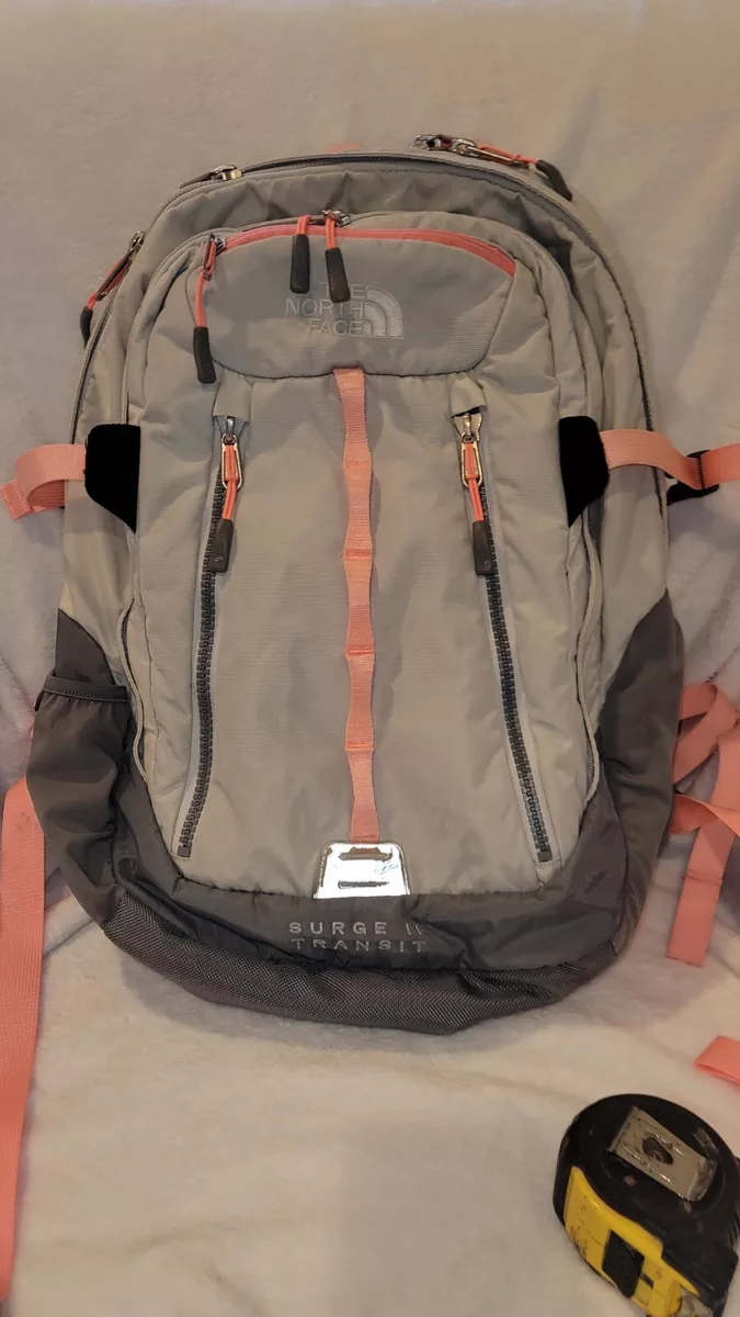 The North Face Surge II Transit Light Grey & Orange Backpack Hiking Laptop  Bag