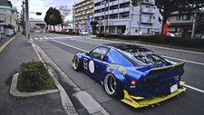 Cars nissan 180sx road blue town speed race Desk Mat Stitched