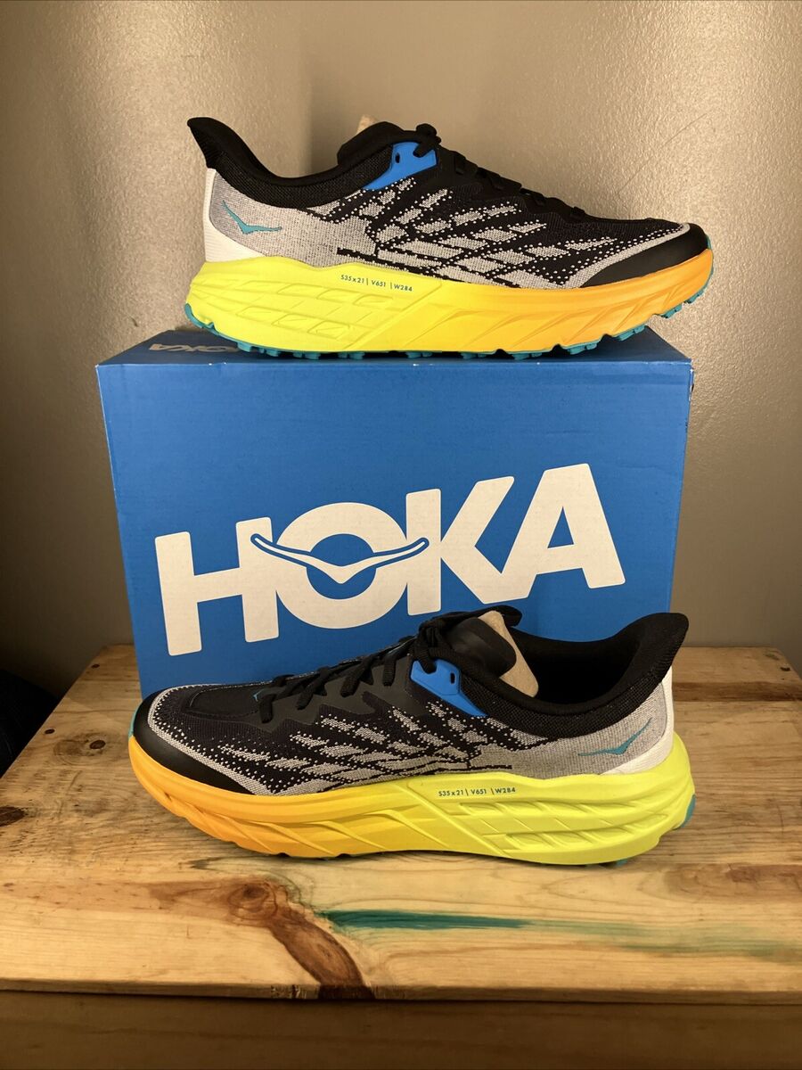 ☆HOKA☆ Men's Speedgoat 5 Black Yellow 1123157BEPR 1123157- Hoka Speedgoat 5 Running Shoes 'Black Evening Primrose