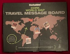 Tablero de mensajes de viaje de corcho mapa del mundo de Berkshire paquete sellado en caja abierta