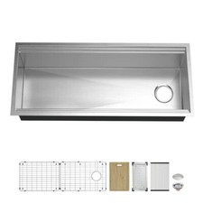 Glacier Bay FSU2Z4519A1ACC Zero Radius Undermount 45" Kitchen Sink w/Accessories