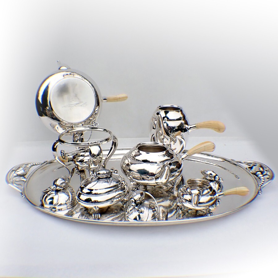 Georg Jensen Blossom Tea Set 6 Pcs Sterling Silver Mid Century | eBay