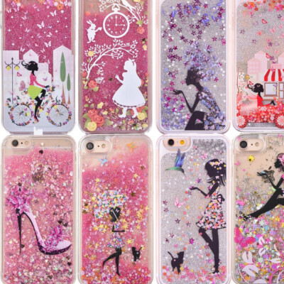 Alice im Wunderland Mädchen flüssiger Glitzer Treibsand Hartschale für iPhone
