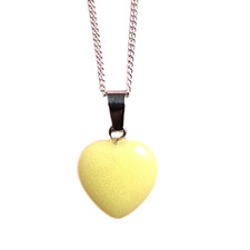 Light Yellow Hart Pendant - 18" Silver Plated Chain