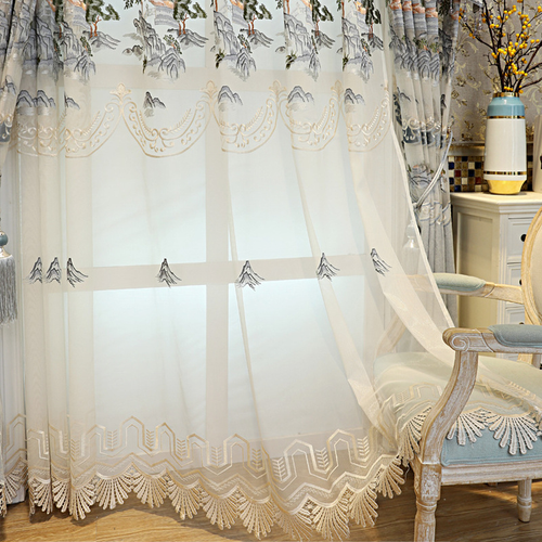Embroidery Hollow Curtains Chenille Blackout Tulle Window Drape Panel Eyelets - Picture 10 of 15