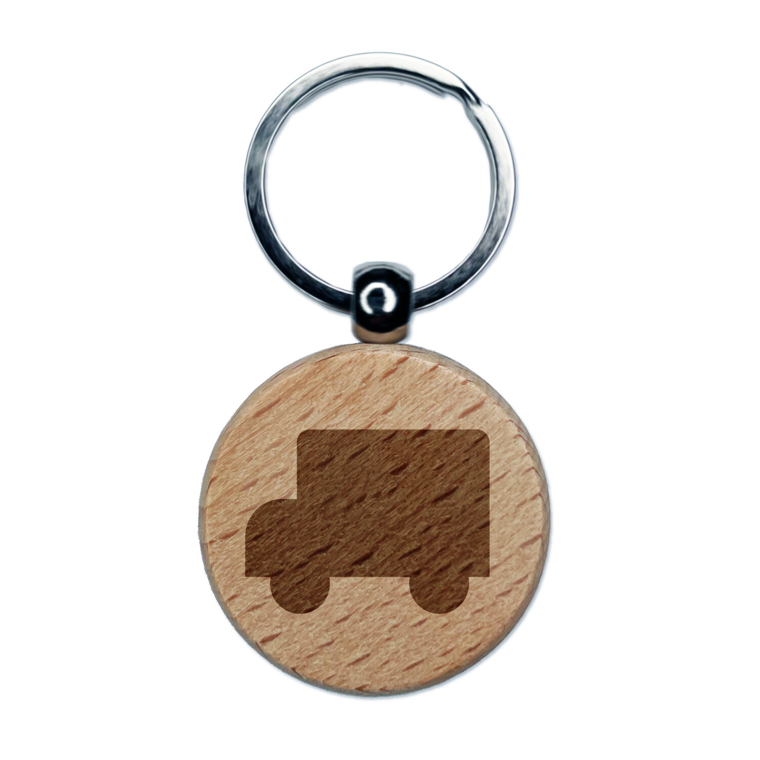 School Bus Solid Engraved Wood Round Keychain Tag Charm