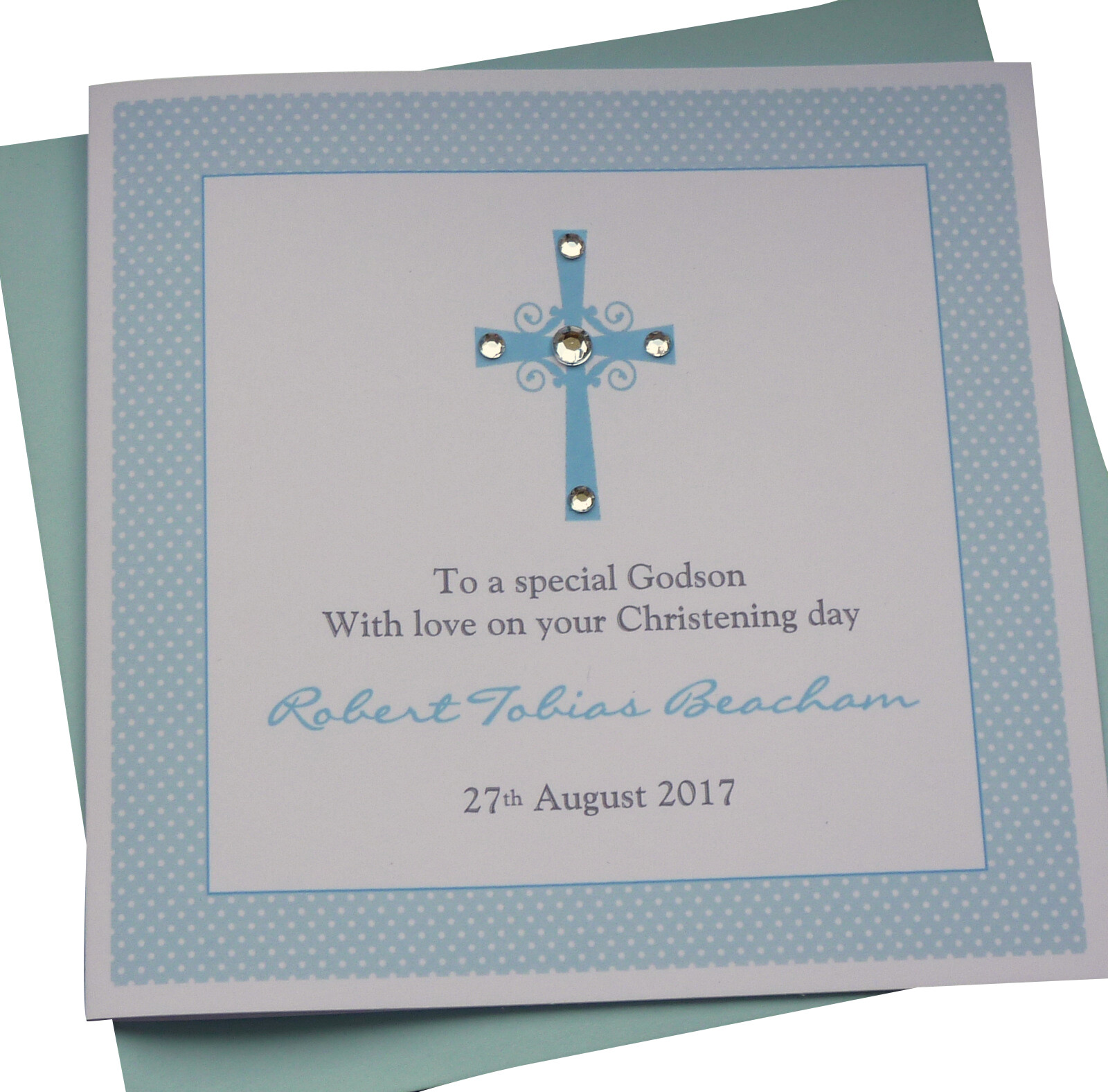 Handmade Personalised Christening or Baptism Card Godson son grandson