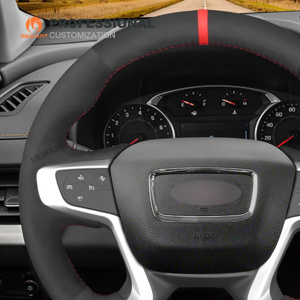 Cubierta de volante de coche de gamuza personalizada cosida a mano para GMC Acadia Canyon Terrain Foto 4 de 4