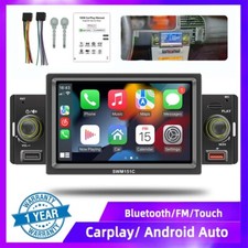 Single 1 Din 5" Carplay Android auto Car Stereo Radio Bluetooth Touch Screen FM