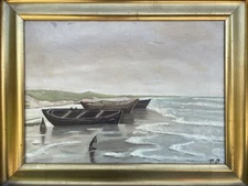 Impressionist Fishing Boats on the Beach by Skagen Copy after Carl Locher 