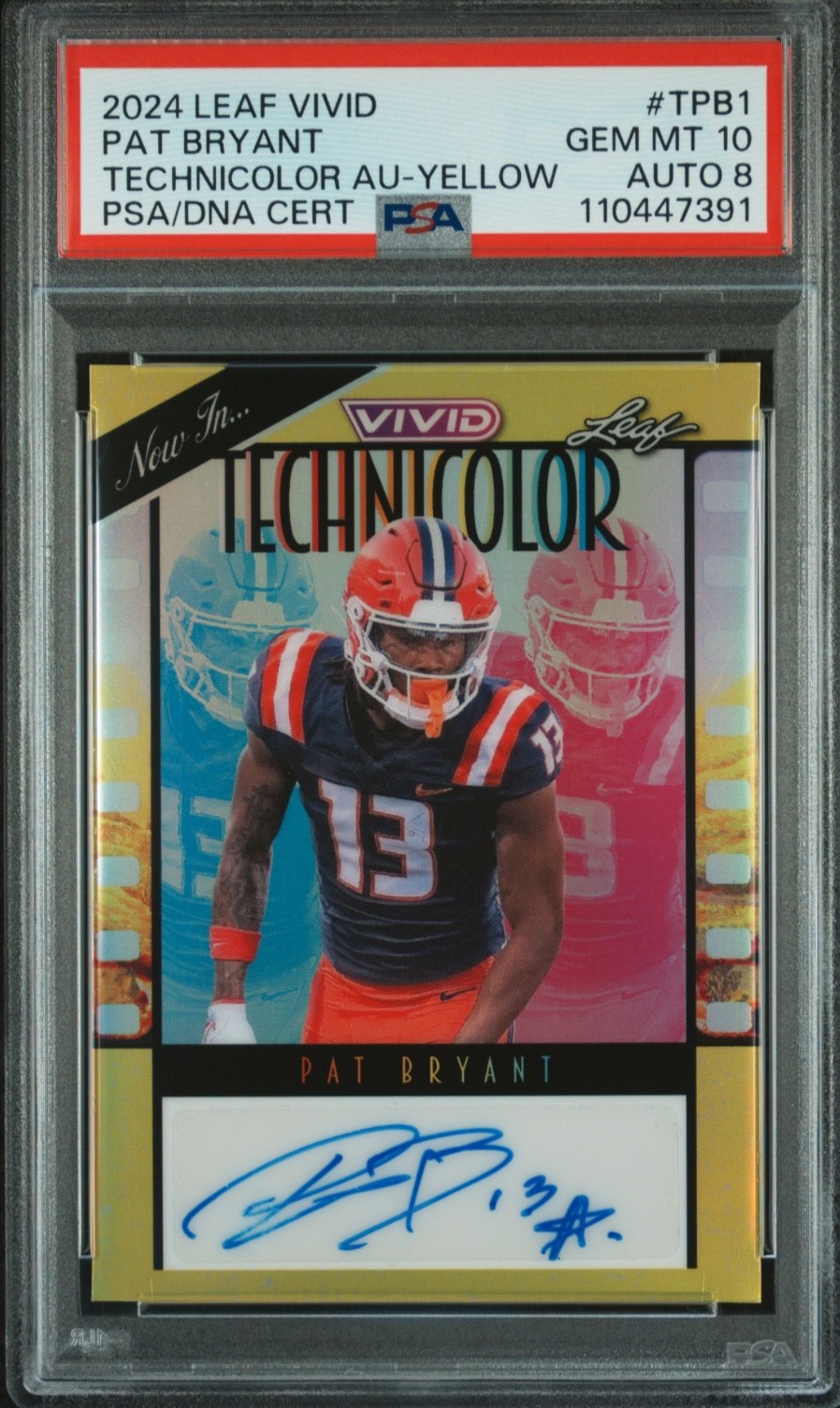 2024 Leaf Vivid — Technicolor Auto (1/10—  Pat Bryant — ROOKIE —  💎 MINT PSA 10