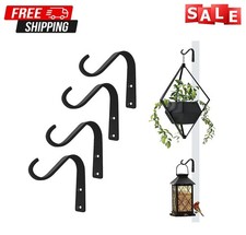 4X Heavy Duty Garden Metal Hanging Basket Brackets Plant Hanger Hook Wall Decor